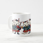 Burns Night West Highland Terrier Bagpipers コーヒーマグカップ (正面左)