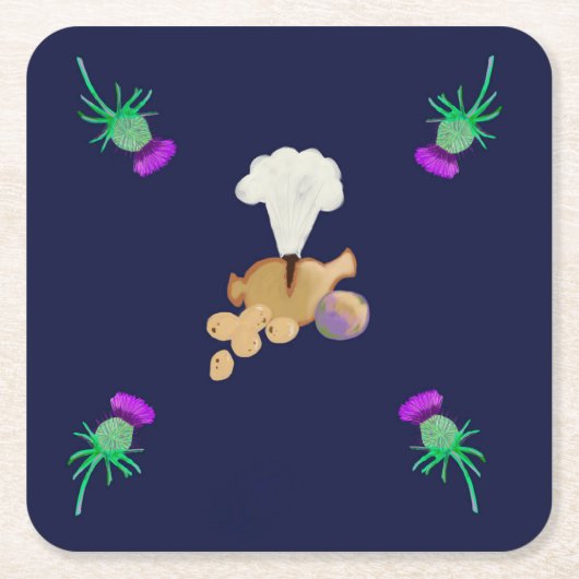 Burns supper スクエアペーパーコースター (正面)