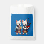 Burns Supper Westie Terrier Bagpiper And Usher フェイバーバッグ (正面)