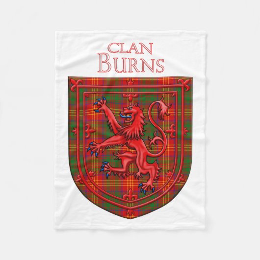 Burns Tartan Scottish Plaid Lion Rampant フリースブランケット (正面)