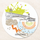 Burnside橋ポートランドコースター ラウンドペーパーコースター (正面)