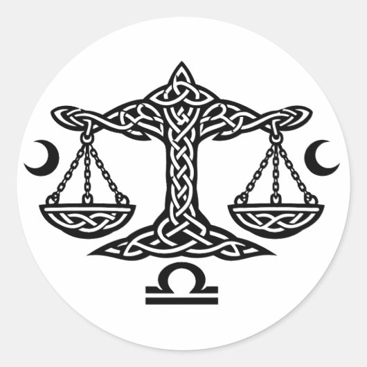 BurnsInHellによるてんびん座の秤 ラウンドシール (正面)