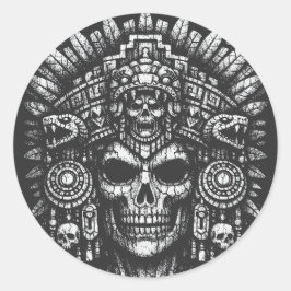 BurnsInHellによるアステカのドクロの冠 ラウンドシール