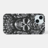 BurnsInHellによるアステカのドクロの冠 iPhone 15ケース (裏面横)