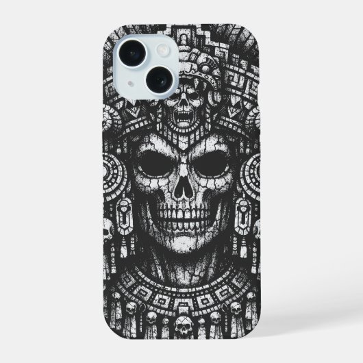 BurnsInHellによるアステカのドクロの冠 iPhone 15ケース (裏面)