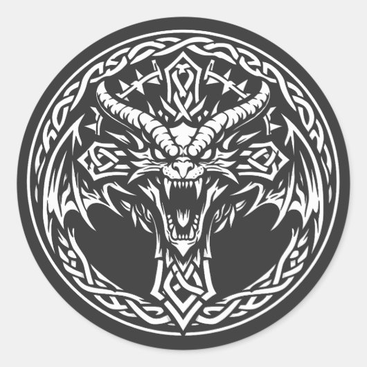 BurnsInHellによるケルトドラゴンエンブレム ラウンドシール (正面)