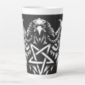 BurnsInhellによるスカルペンタグラムトライバル カフェラテマグ (正面)