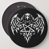BurnsInhellによるスカルペンタグラムトライバル 缶バッジ (正面&裏面)