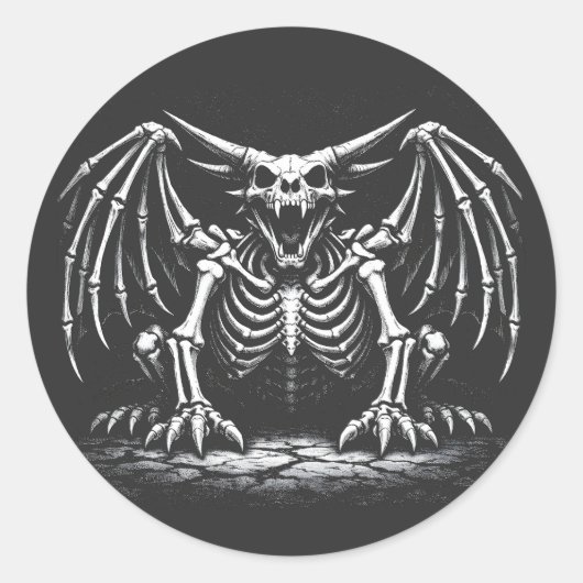 BurnsInHellによるスケルトンドラゴン ラウンドシール (正面)