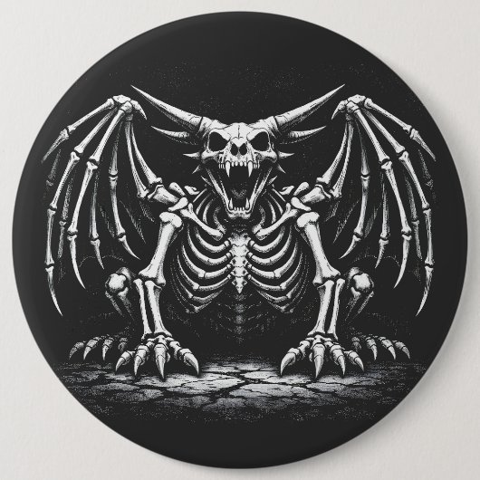 BurnsInHellによるスケルトンドラゴン 缶バッジ (正面)