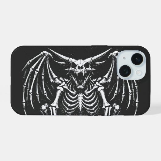 BurnsInHellによるスケルトンドラゴン iPhone 15ケース (裏面横)