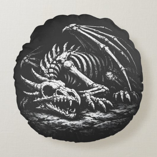 BurnsInHellによるドラゴン・スケルトン ラウンドクッション (正面)