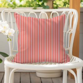 Burnt Coral White Summer Stripes アウトドアクッション