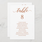 Burnt Orangeスクリプトテーブル番号座席表 招待状 (正面/裏面)