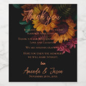 Burnt Orangeフローラ結婚の感謝メッセージ ワインラベル (シングルラベル)