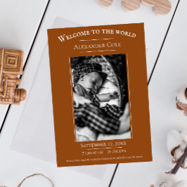 Burnt Orangeミニマル写真誕生のお知らせ 案内状