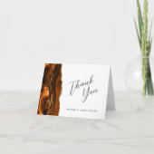 Burnt Orange金ゴールドAgate Script 結婚's Thank You カード (正面)