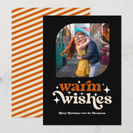  burnt orange & シャンパン レトロクリスマスフォト シーズンカード