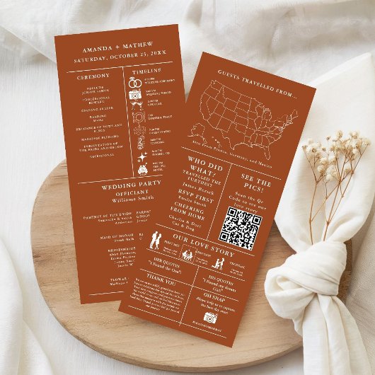 burnt orange 結婚式案内インフォグラフィックプログラム