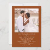 Burnt Orange 2つの写真結婚ミニマリストのThe's 招待状 (裏面)