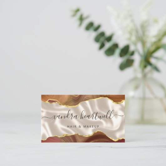 Burnt Orange Agate Ivory Silk Stylist Appointment 名刺 (スタンド正面)