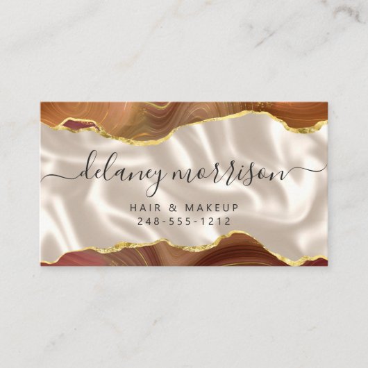 Burnt Orange Agate Ivory Silk Stylist Appointment 名刺 (正面)