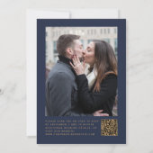 Burnt Orange Agate Navy Photo QR Code Wedding 招待状 (裏面)