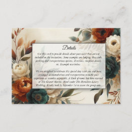 Burnt Orange and Blue Fall Flowers Wedding エンクロージャーカード