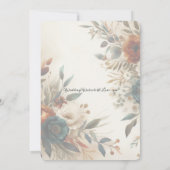 Burnt Orange and Blue Fall Flowers Wedding 招待状 (裏面)