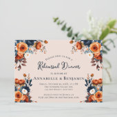 Burnt Orange and Navy Wedding Rehearsal Dinner 招待状 (スタンド正面)