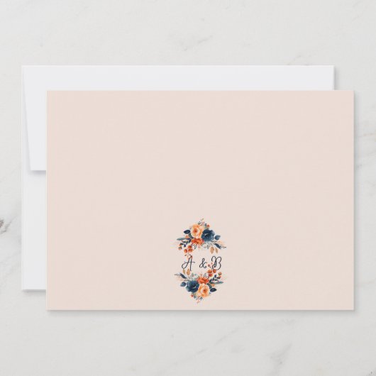 Burnt Orange and Navy Wedding Rehearsal Dinner 招待状 (裏面)