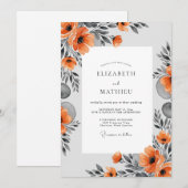 Burnt Orange Artistic Modern Wedding 招待状 (正面/裏面)