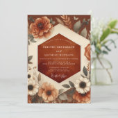 burnt orange autumn floral romance wedding 招待状 (スタンド正面)