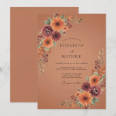  burnt orange autumn wedding 招待状 (正面/裏面)