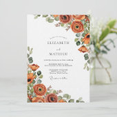 Burnt Orange Autumnal Bloom Wedding 招待状 (スタンド正面)