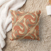 Burnt Orange Beige Taupe Diagonal Twirls Motif クッション (ブランケット)