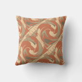 Burnt Orange Beige Taupe Diagonal Twirls Motif クッション (裏面)