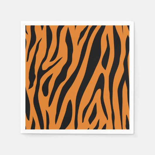 Burnt Orange& Black Tiger Stripes Animal Print スタンダードカクテルナプキン (正面)