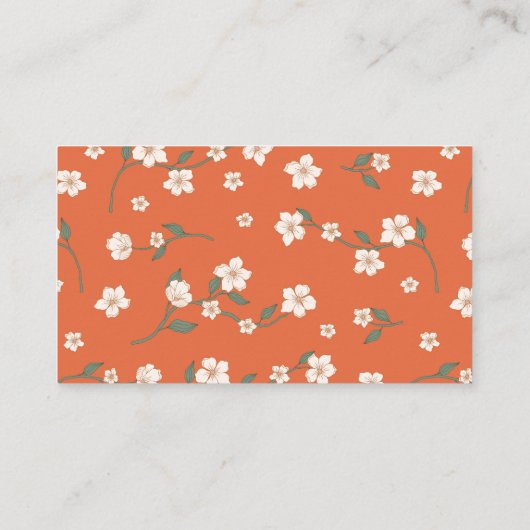  Burnt Orange Boho Floral Script Interior Designer 名刺 (裏面)