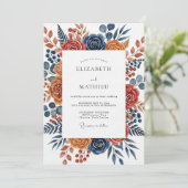 Burnt Orange Botanical Bloom Wedding 招待状 (スタンド正面)