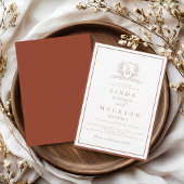 Burnt Orange botanical crest monogram wedding 招待状