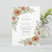 Burnt Orange Botanical Harvest Wedding 招待状 (スタンド正面)