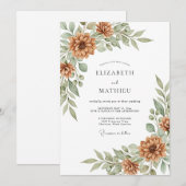 Burnt Orange Botanical Harvest Wedding 招待状 (正面/裏面)