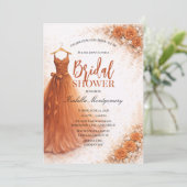 Burnt Orange Bridesmaid Dress Bridal Shower 招待状 (スタンド正面)