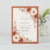 Burnt Orange Earthy Botanical Wedding 招待状 (スタンド正面)