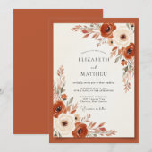 Burnt Orange Earthy Botanical Wedding 招待状 (正面/裏面)