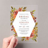 Burnt Orange Floral Autumn Fall Bridal Shower アクリル招待状 (インサイチュ (ポータブル))