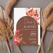 Burnt Orange Floral Boho Wedding Invite 招待状