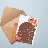 Burnt Orange Floral Boho Wedding Invite 招待状