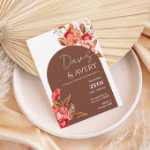 Burnt Orange Floral Boho Wedding Invite 招待状